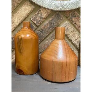 Set of two Wood Vase Rustic‎ Contemporary Decor Cottage Core Charm